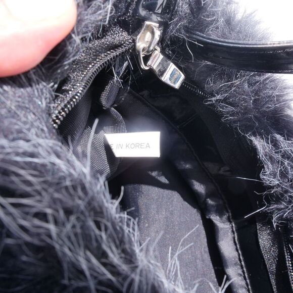 90s/y2k grey faux fur fluffy shoulder bag - Picture 6 of 7